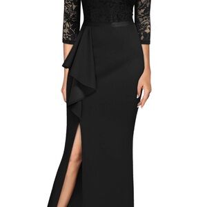 Elegant Black Lace Evening Dress